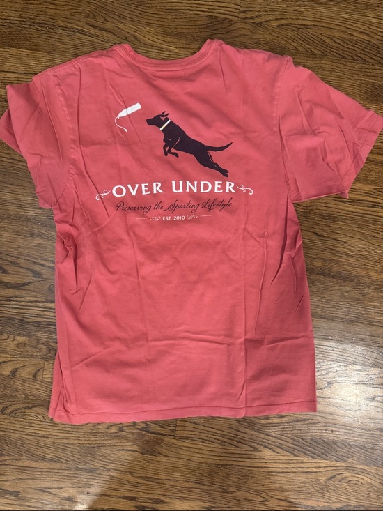 Over Under Other - Over Under Kids' Short Sleeve Tee in Coral Pink with Dog Graphic